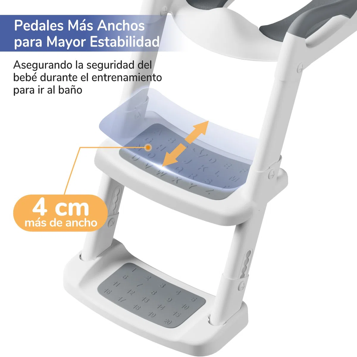 DEANIC Adaptador WC Niños Con Escalera, Reductor WC Niños De 2 a 8 Años, Orinal Portatil Niños Plegable con Reposabrazosy/PU Almohadillas Bebe (Gris)