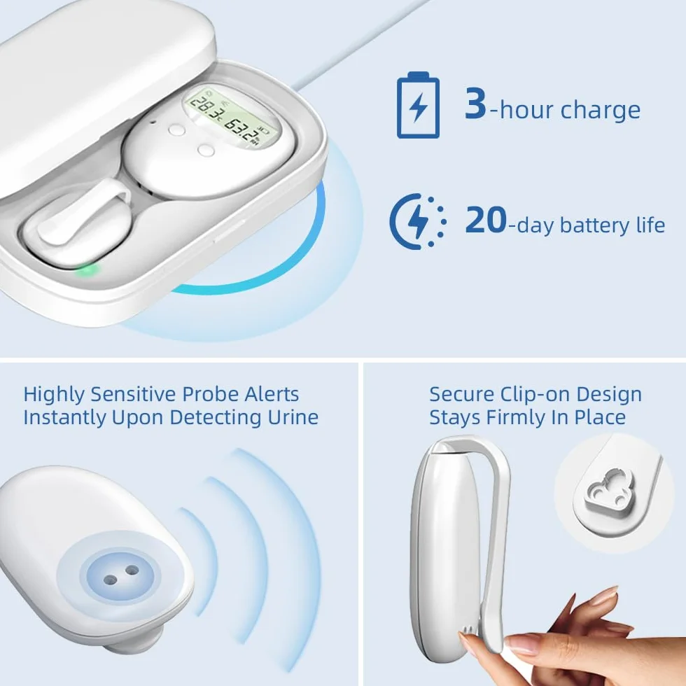Inalámbrica Pipi Stop Niños Alarma, Inalámbrica Alarma Enuresis para Niños y Personas Mayores, Inalámbrica Enuresis Alarma, Inalámbrica Pipistop Alarma para Detectar Incontinencia Urinaria