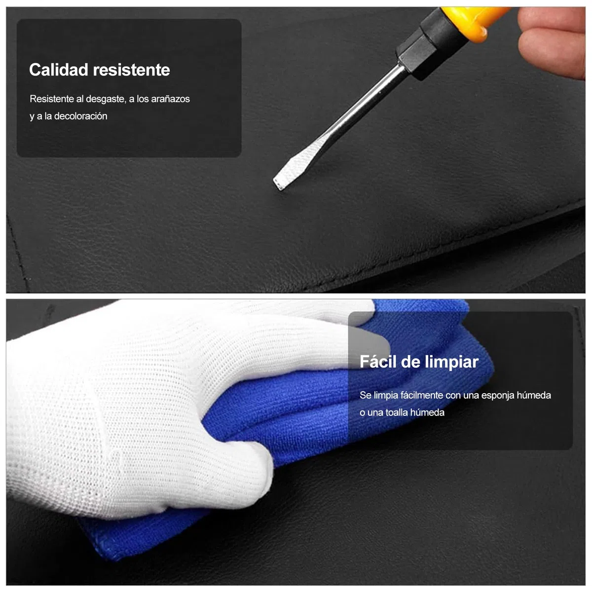 Ergocar 2 Paquetes de Pu Organizadores de Coches de Cuero, Cubierta Protectora para el Asiento Trasero, Estera de Protección para el Auto Asiento Trasero para el Automóvil - Negro
