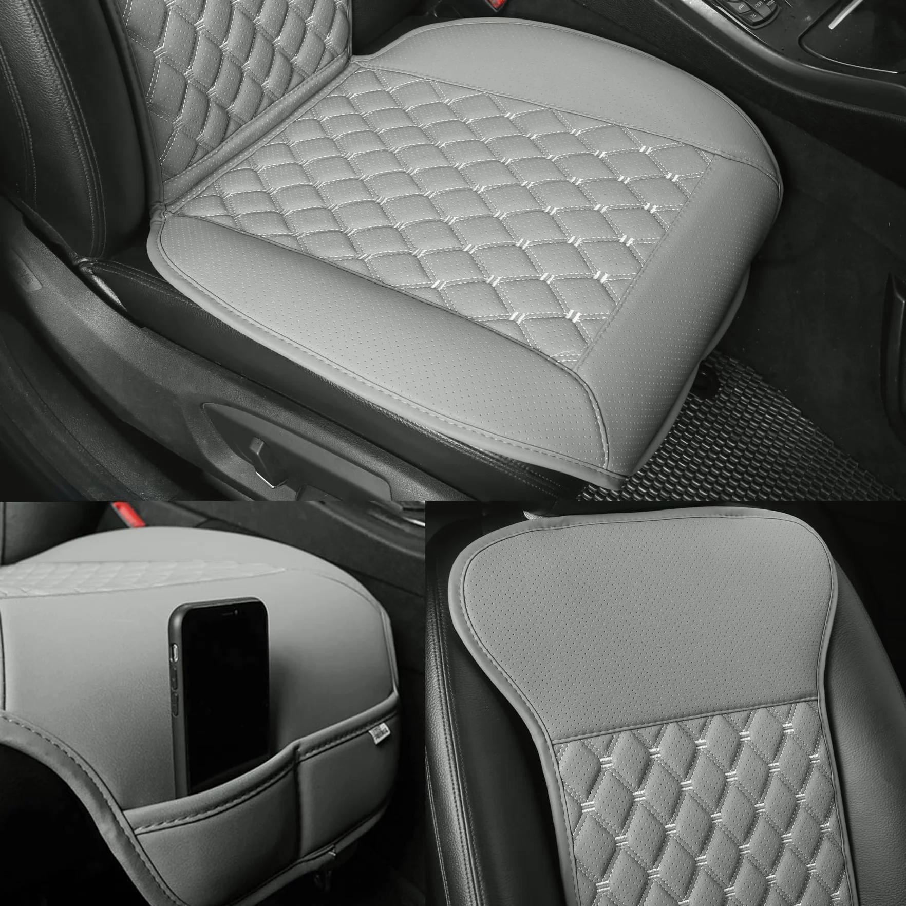 Black Panther 1 Pieza Funda Coche Asiento con Respaldo Accesorios De Coche Apto para Uso en Cuatro Estaciones(Gris)