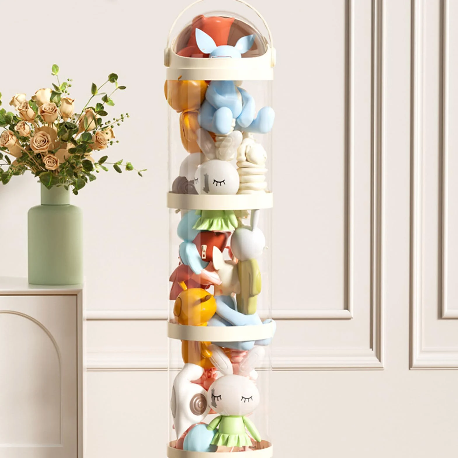 Rollo de almacenamiento de peluche 162 cm organizador infantil con 4 compartimentos