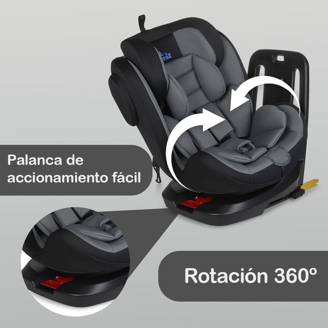Toral Silla Coche Bebe Grupo 0 1 2 3 i-Size con Isofix Universal para Coche, Alzador Coche Niño Isofix Giratoria 360º a Contramarcha - Desde 40-150 cm - Elevador Coche Niño