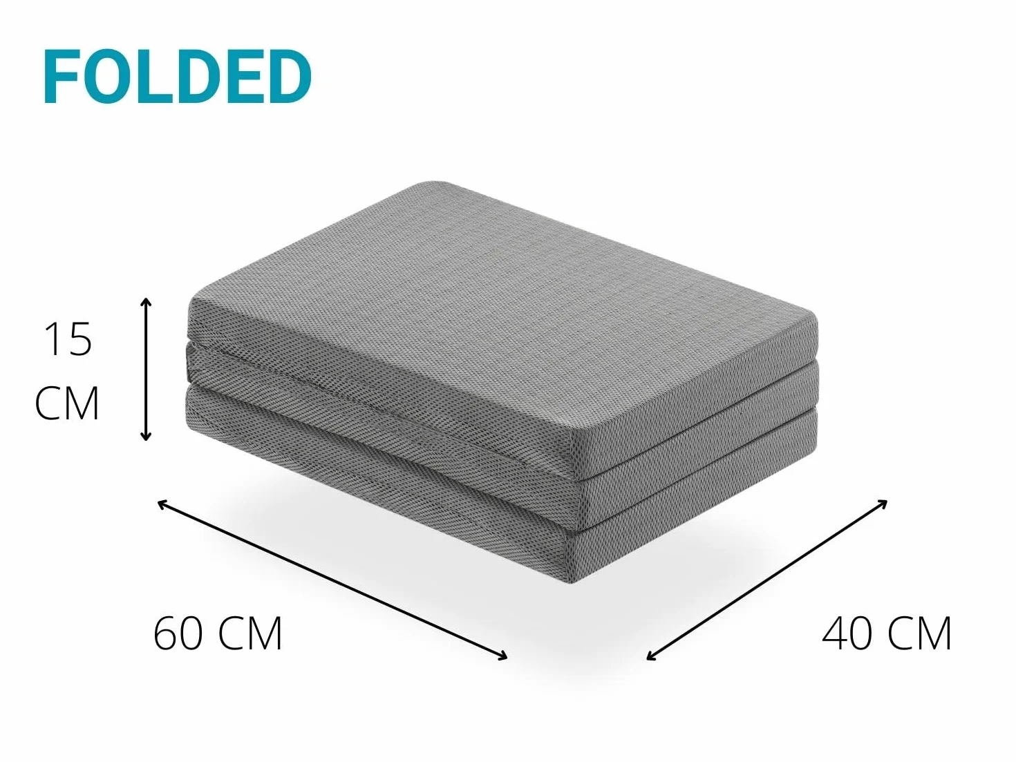 DREAMDI Lot 2X Colchón de Cuna de Viaje 120 X 60 cm – Plegable en 3 Piezas – Núcleo de Espuma HR 5 cm Gris