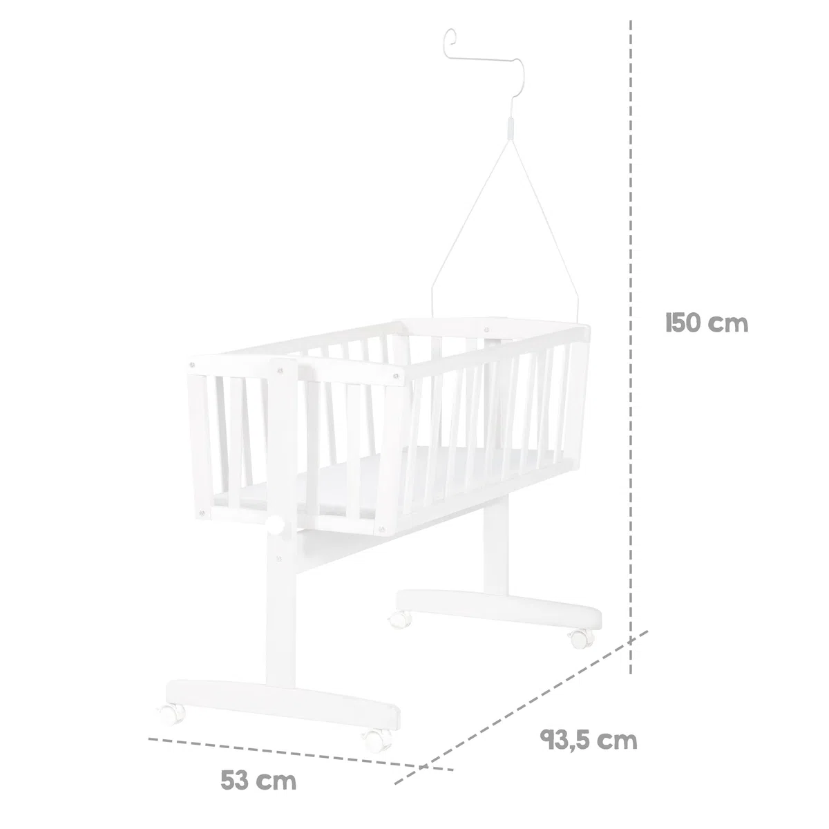 roba Cuna Balancin Bebe 40 x 90 cm Adam y Eule - con Función Basculante y Fija - Equipamiento Textil Incluido - Madera Lacada en Blanco - Diseño de Búhos