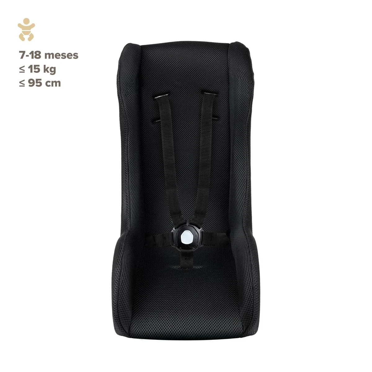 POLISPORT 8015000019 - Mini Pelican Todo Clima Reductor Asiento Bebé con Arnés 5 Puntos para Remolque, Cochecito y Bicicleta Cargo – Transpirable, Seguro y Compatible de 7 a 18 Meses, Negro