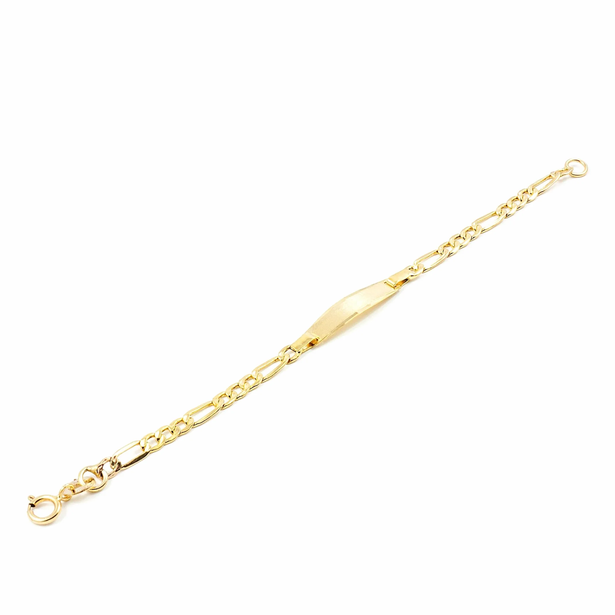 Esclava Bebe Oro Amarillo 3x1 eslabón Plano (9kts) - Estuche Regalo - Certificado de Garantía - Mondepetit