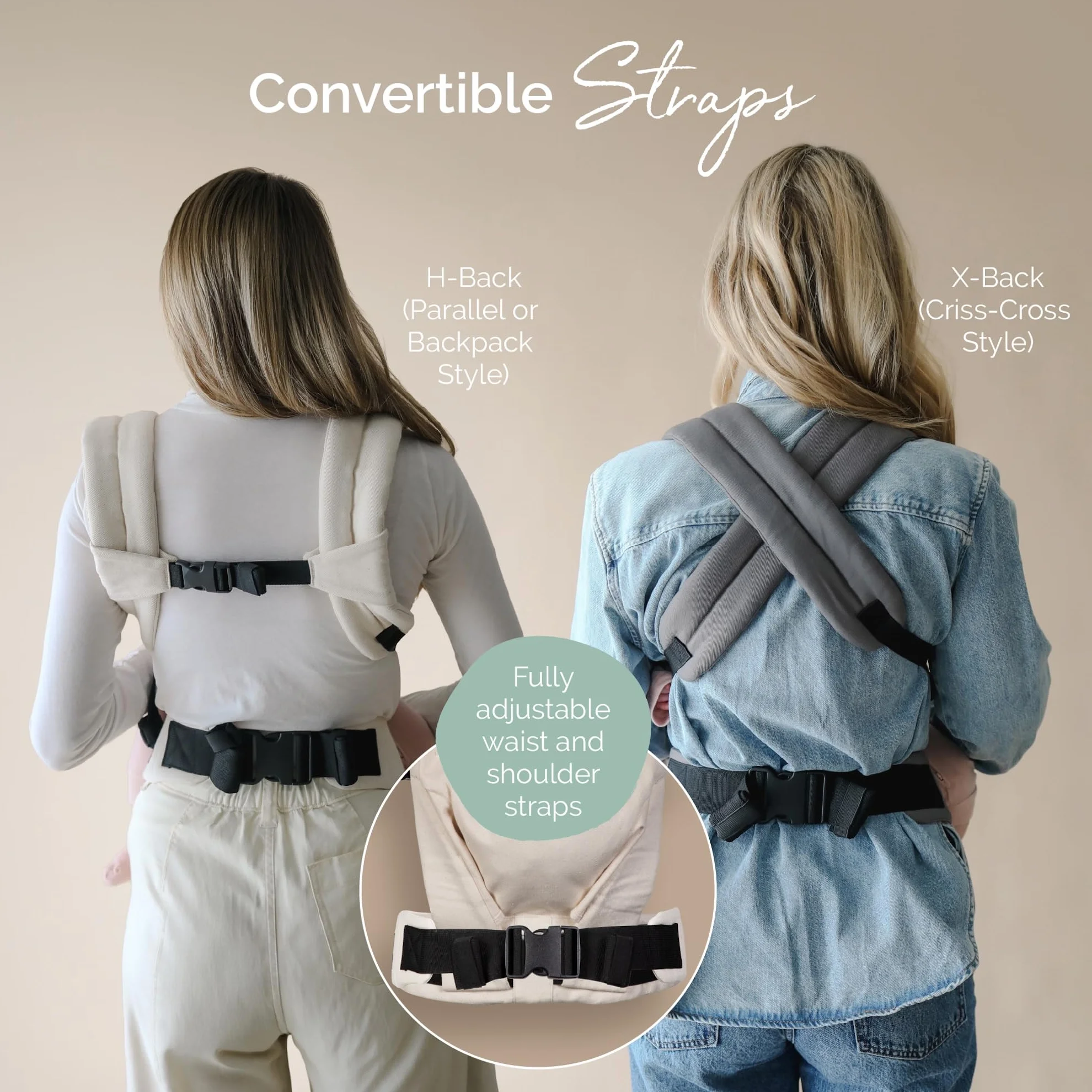 Boba Auri Portabebés 100% Algodón Premium 3 Posiciones Ergonómicas Asiento Ajustable 3,2-20 kg Gris