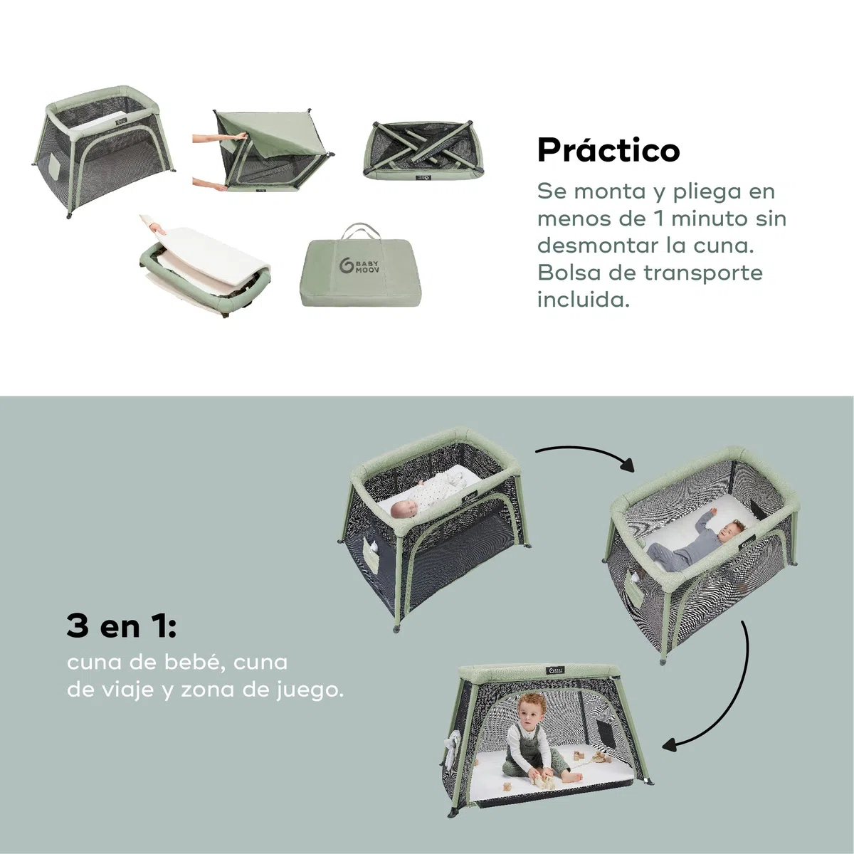 Babymoov Cuna de viaje 3 en 1 Moov and Comfy