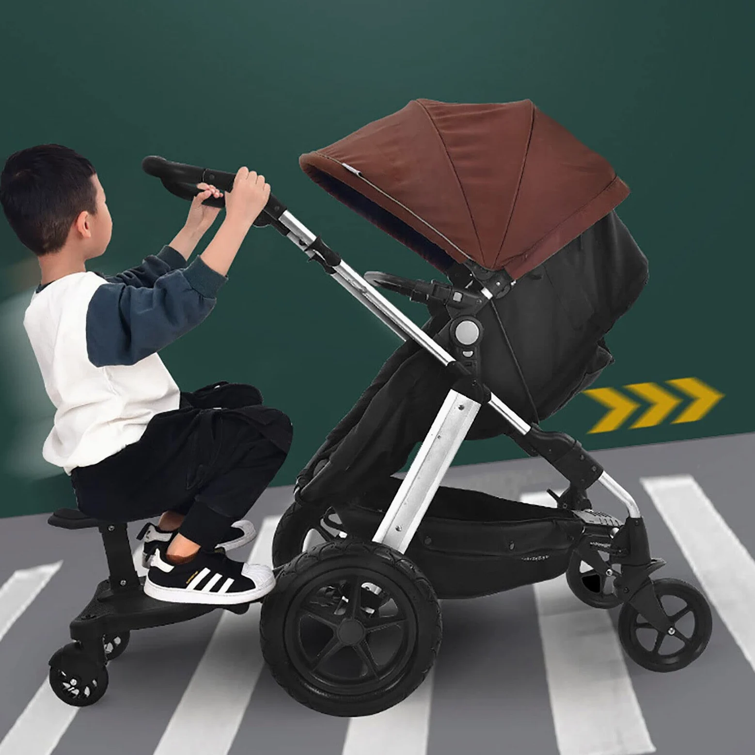 Plataforma con asiento para carro, tabla con asiento universal, con correa para colgar, tabla de pie, pedal auxiliar de polipropileno, accesorios de 25 kg, para cochecito de bebé, extraíble