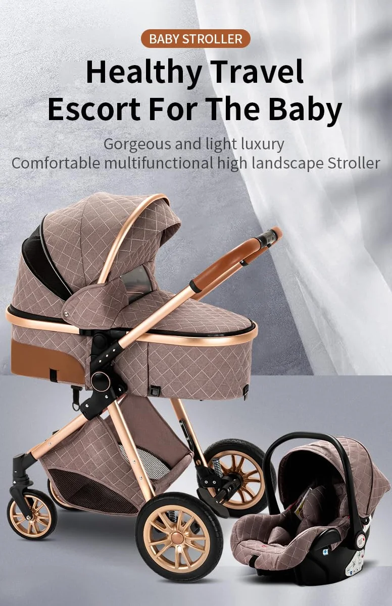 GLOKID Carrito bebé 3 Piezas, Carro, Carrito bebé 3 en 1, Silla Paseo, Sistema de viaje, Plegable, neumáticos de caucho, Con accesorios, Góndola, Adaptateurs, 25 kg (LV9 Rosa)
