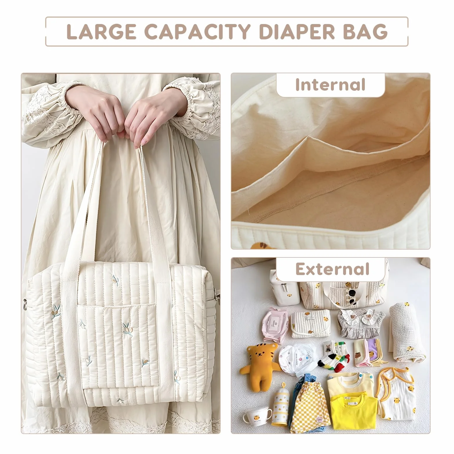 SONARIN Gran Capacidad Bordada Bolsa de Pañales para Bebé,Ligera Maternidad Messenger Bolso Bandolera de Cambio Bolsa Equipaje Bolsa de Viaje con Correa de Hombro