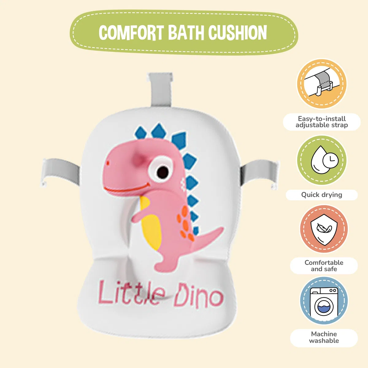 Bañera Plegable Bebé Con Cojín De Baño Antideslizante - Bañera Bebe Plegable Con Termómetro - Asiento bañera Bebe - Desde El Nacimiento Hasta Los 3 Años - Regalos De Nacimiento (ROSA, DINO)