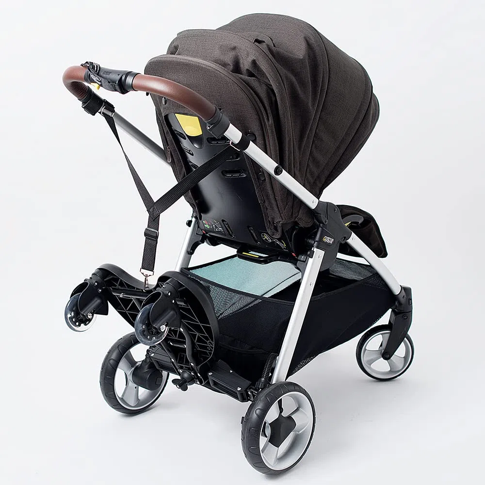 Olmitos - Patinete y Asiento Universal para Carrito de Bebé Negro - Plataforma Adaptable para Silla de Paseo - Fácil de montar - Incluye almohada acolchada y superficie antideslizante