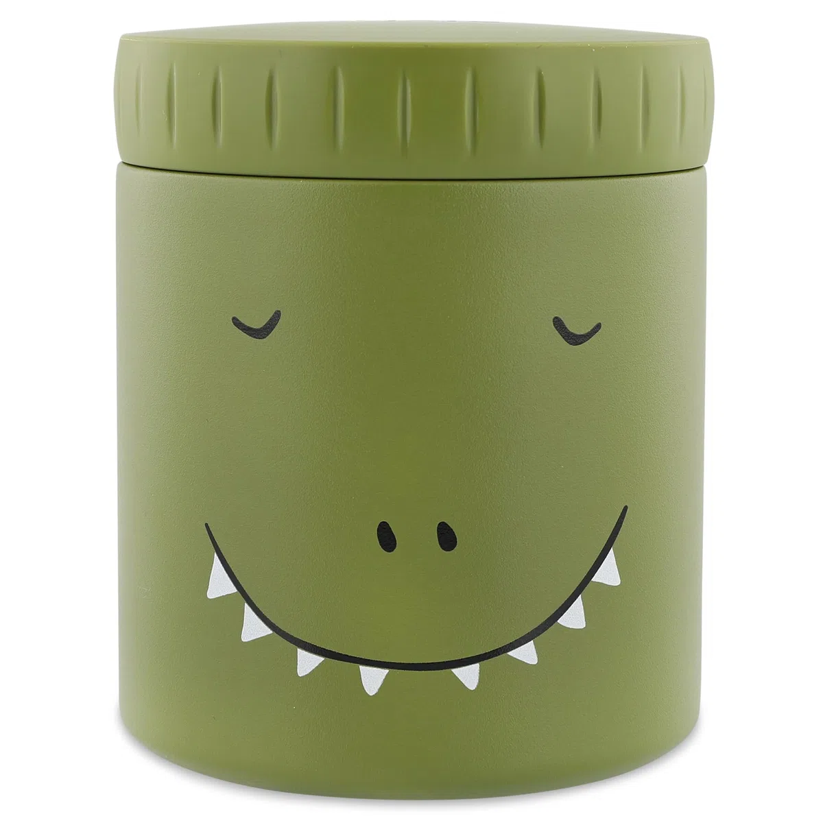 Trixie Tarro aislado para alimentos, Mr. Dino, 350 ml, a prueba de fugas y portátil, mantiene la comida caliente o fría, acero inoxidable, contenedor de almuerzo para niños