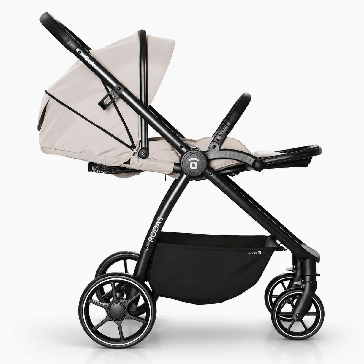 Asalvo DÚO RODAS Silla de Paseo, Carro Plegable Ultraligera y Compacta, Asa Trolley, Equipaje avión, Reclinable, Carro Bebe, Barra Seguridad, Arnés 5 Puntos, hasta 23kg, Beige