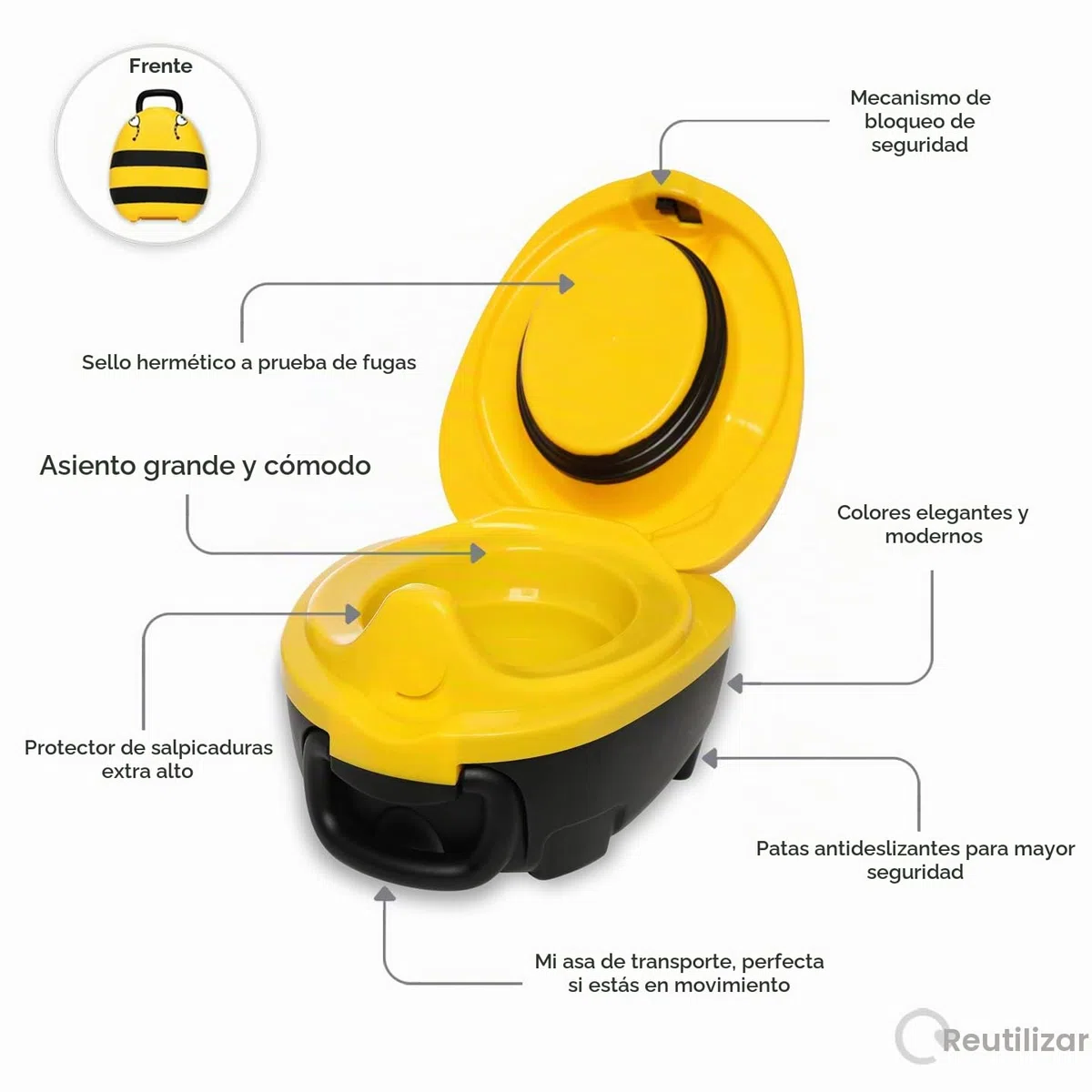 My Carry Potty - galardonado asiento de inodoro portátil para bebés, niños y niñas para llevar a cualquier lugar (Abejorro)