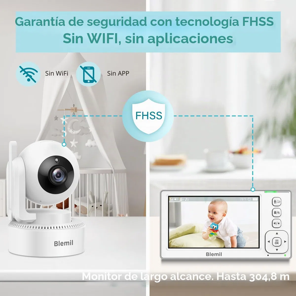Monitor de bebé actualizado con batería de 29 horas, monitor de video IPS de pantalla dividida de 4.3 pulgadas con dos cámaras y audio, panorámica/inclinación/zoom remoto, conversación bidireccional