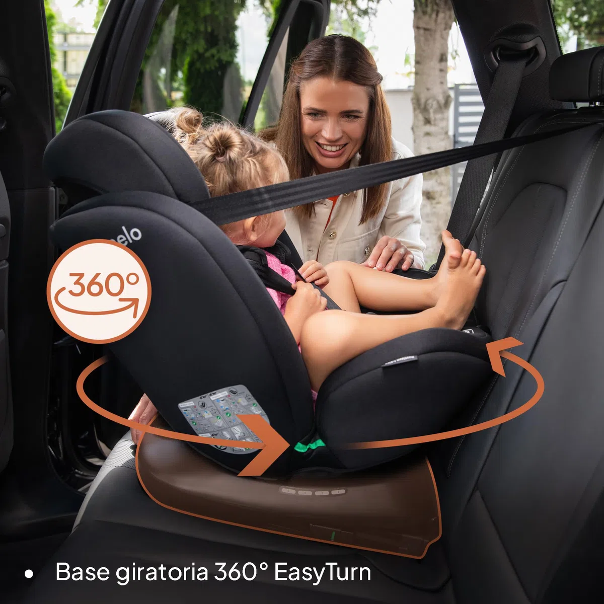Lionelo Bastiaan i-Size Silla de coche giratoria 360 para niños de 0-36 kg o de 40-140 cm, instalación en sentido de la marcha y en sentido contrario a la marcha, ISOFIX TopTether