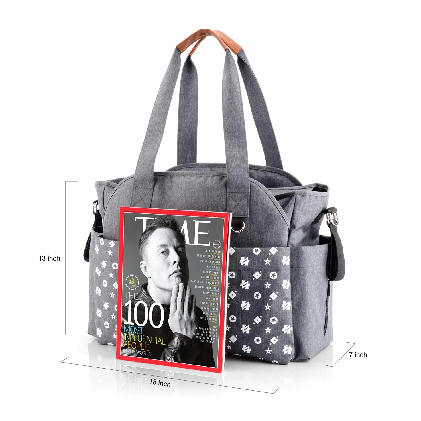 Homlynn Bolsa para cambiar pañales para bebés, materna messenger con correas para cochecitos (gris)
