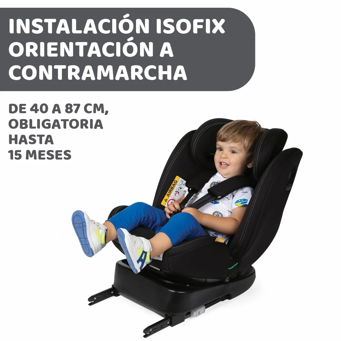 Chicco Unico EVO I'Size Classic Silla de Coche ISOFIX 360º Giratoria 40-150 cm Grupo 0123 Negra