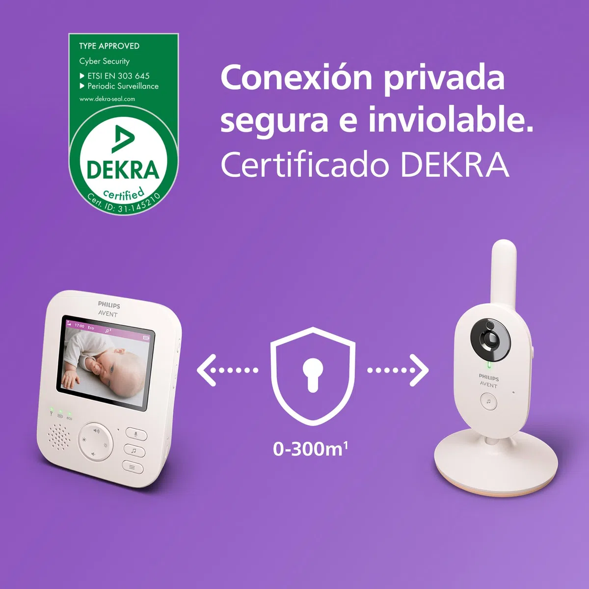 Philips Avent Vigilabebés con Vídeo: Certificado DEKRA, Privado y Seguro con Cámara y Audio, con Pantalla de 2,8", Zoom 2X, Visión Nocturna, Audio Bidireccional y Nanas, SCD881/26