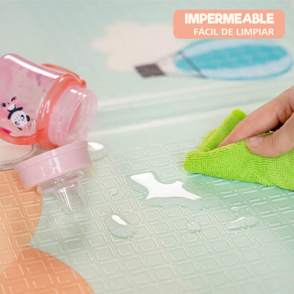 Alfombra Bebe Acolchada Plegable - Alfombra Bebe Sweety Fox 150x180x1cm - Alfombra Infantil Reversible, Plegable e Impermeable - Colchoneta Bebe Suelo para Jugar - Tapete Bebe - Oso