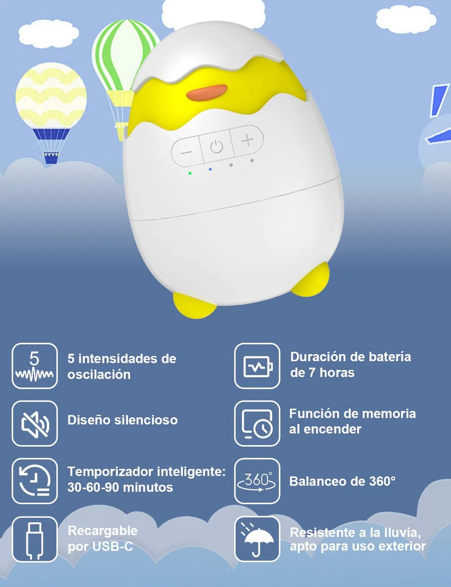 Baby Rocker, Mecedora automática para Cochecito - Mecedora suave, temporizador de 30/60/90 minutos, carga USB-C, 3 ajustes de intensidad - Apta para cochecitos