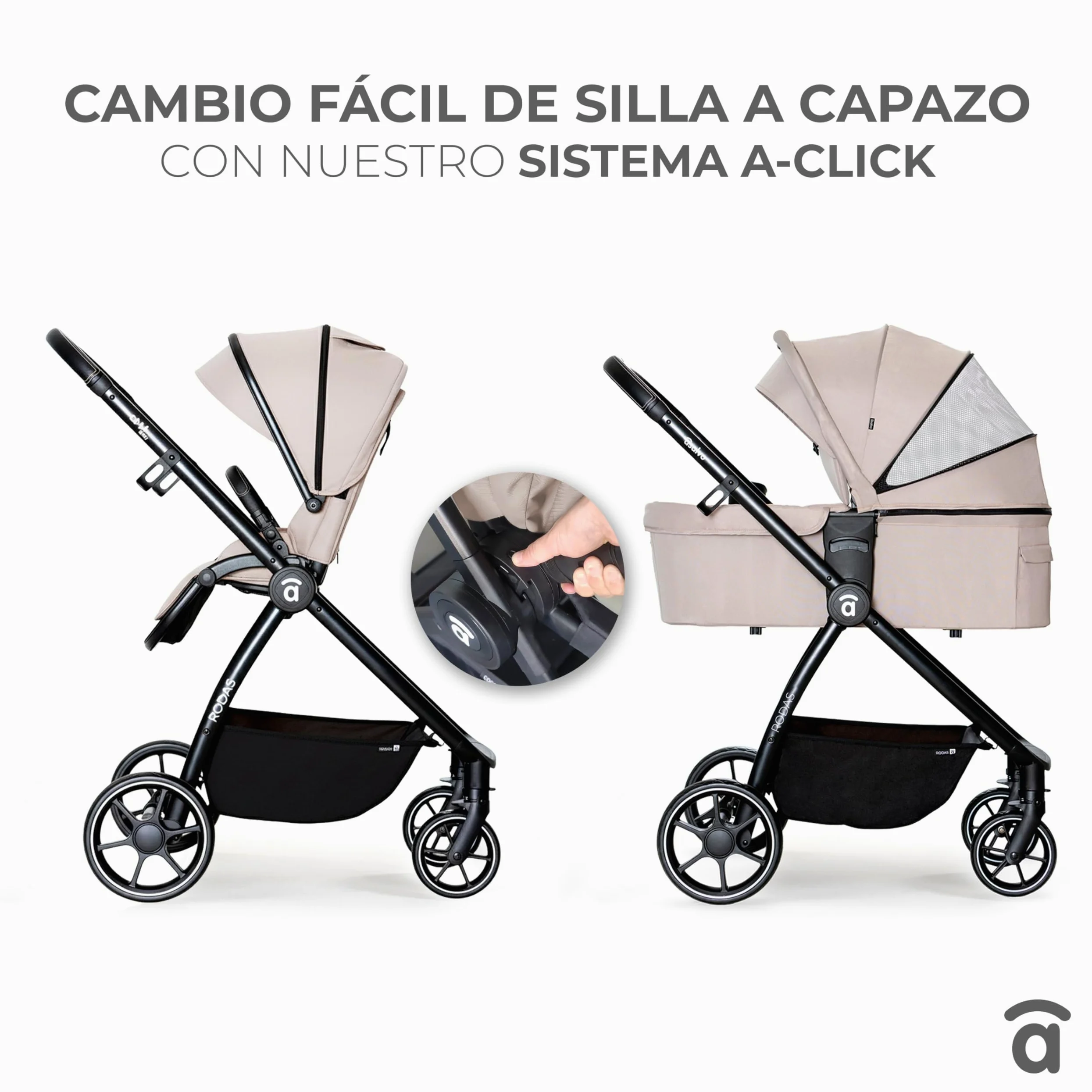 Asalvo DÚO RODAS Silla de Paseo, Carro Plegable Ultraligera y Compacta, Asa Trolley, Equipaje avión, Reclinable, Carro Bebe, Barra Seguridad, Arnés 5 Puntos, hasta 23kg, Negro