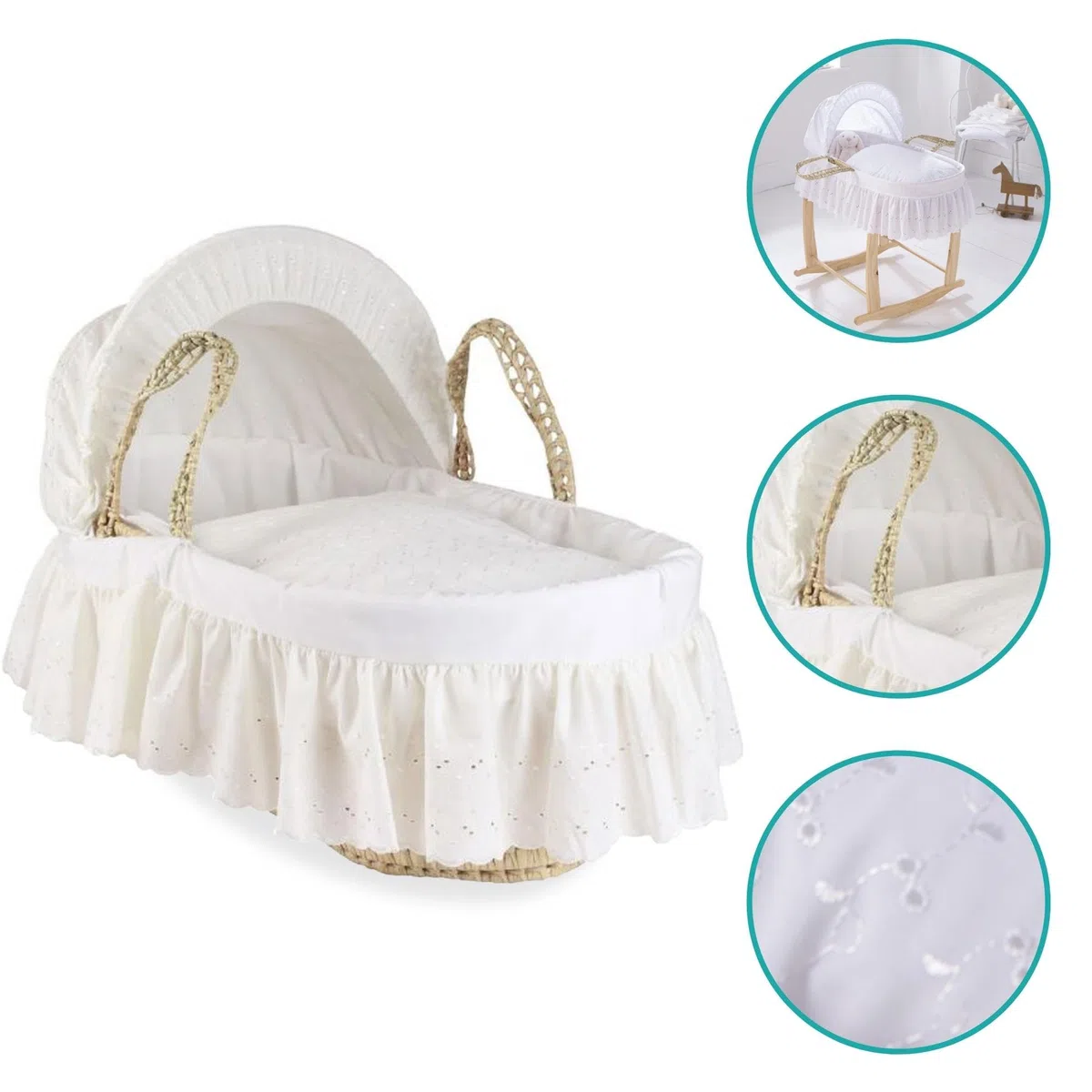 Clair de Lune Moisés Broderie Anglaise Palm Moisés 75 x 28 cm