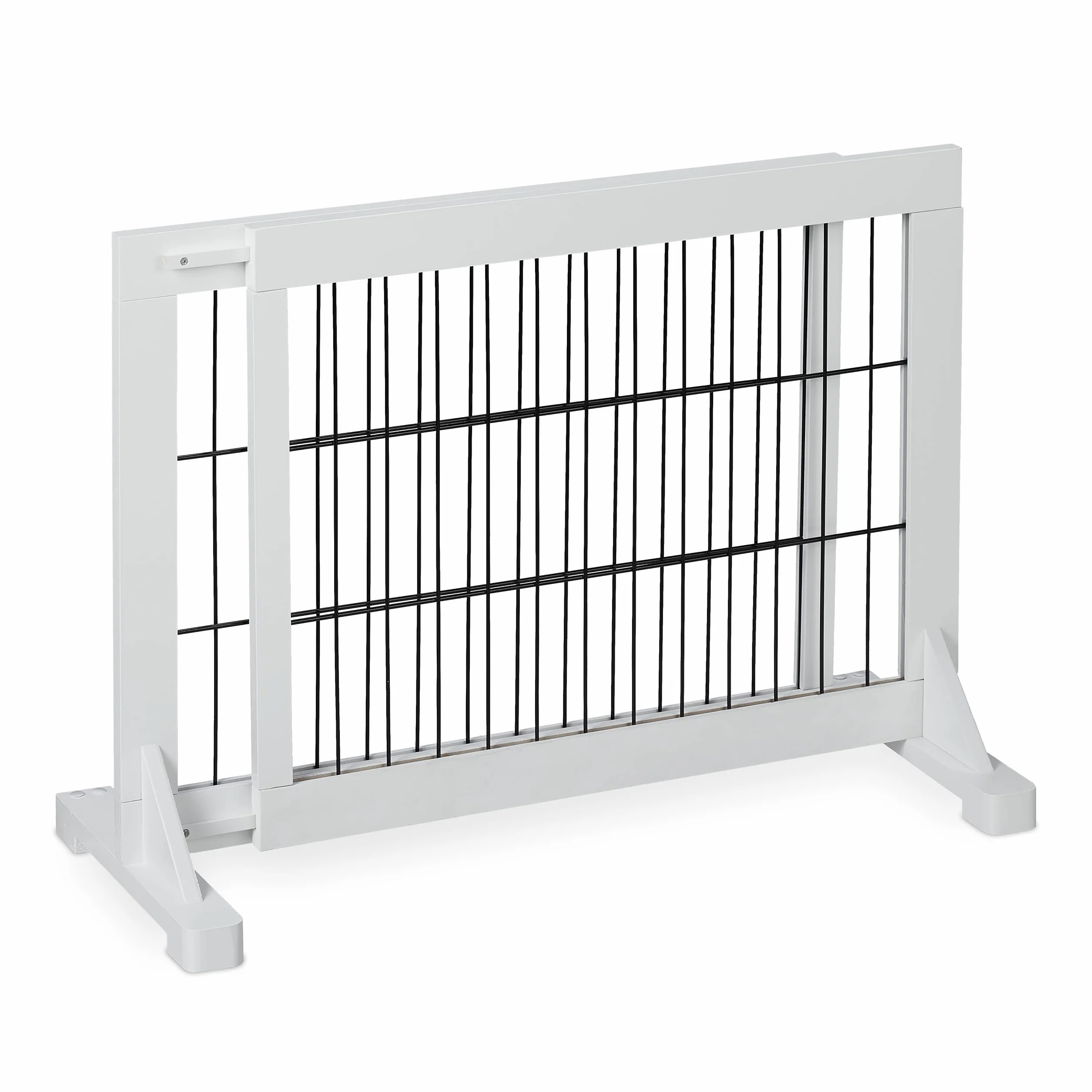Relaxdays Barrera Seguridad Niños y Perros, Valla Protectora Puerta o Escalera, sin Taladrar, 56 x 70-115cm, Blanca