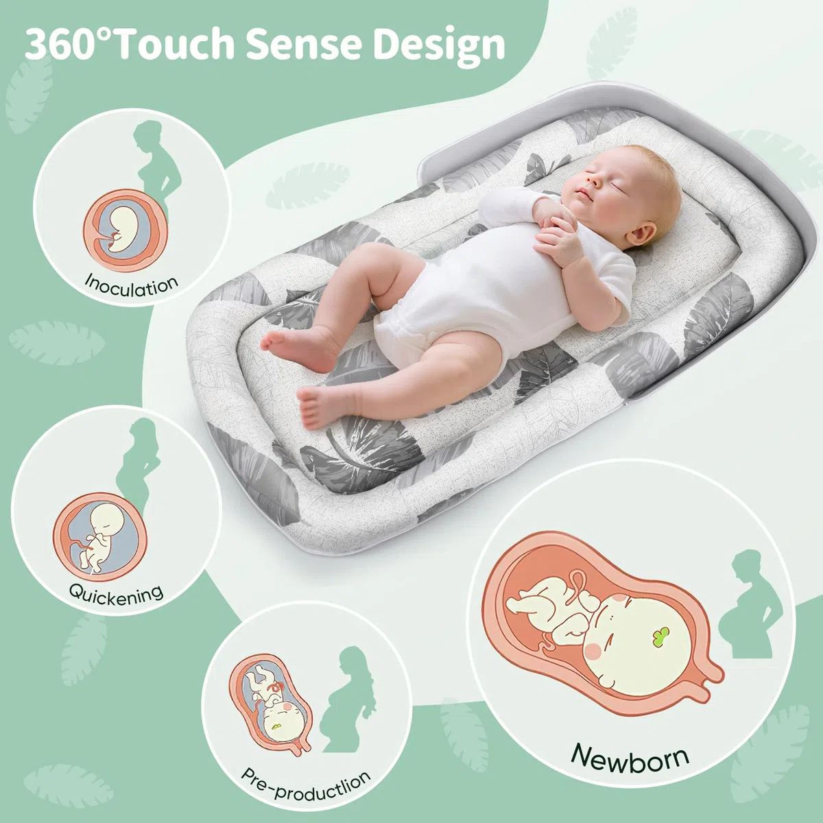 Nido para Bebé, Nido para Recién Nacidos de hasta 24 Meses - Cuna Portátil Transpirable de Doble Cara, Ligera y Lavable a Máquina con Bolsa de Transporte - para Dormir, Jugar y Viajar