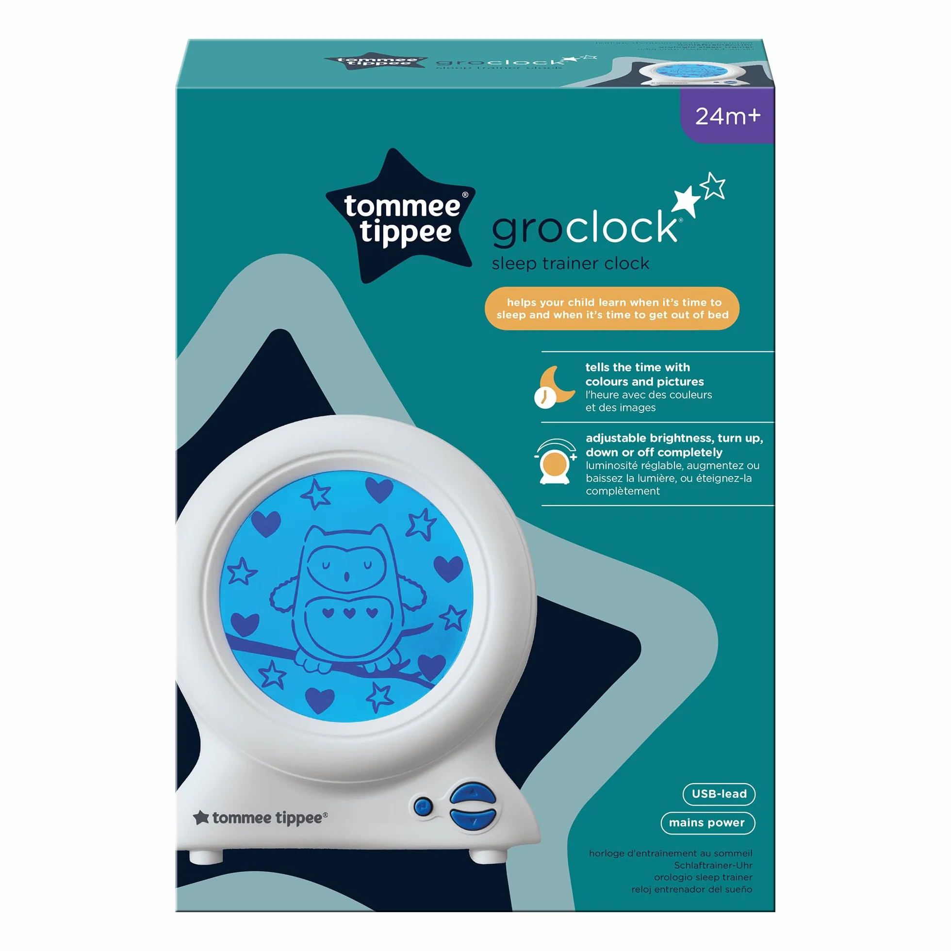 Tommee Tippee Groclok Reloj Entrenador del Sueño Alarma Luz Nocturna USB White
