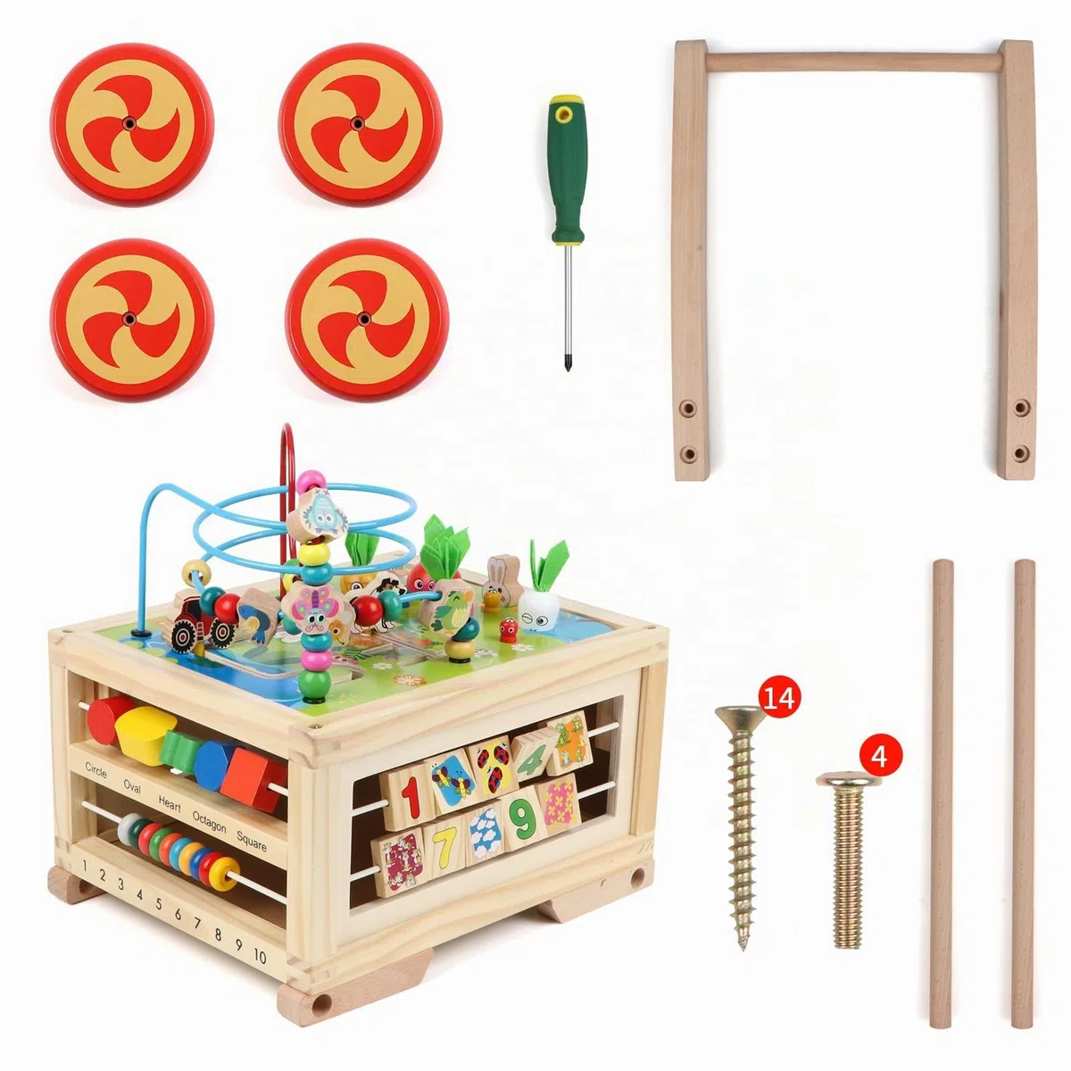 Cubo de móvil de Madera con Ruedas Adecuado para niños y niñas