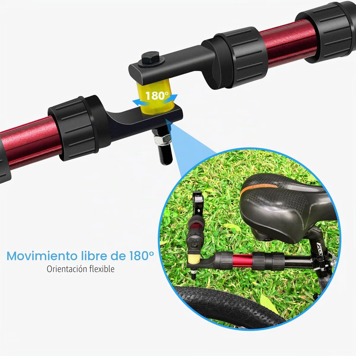 Mimoke Adaptador de remolque de bicicleta – Diseño modular de nailon, sistema de amortiguación y dirección, adecuado para bicicletas con diámetro de tubo de asiento de 27 – 32 mm