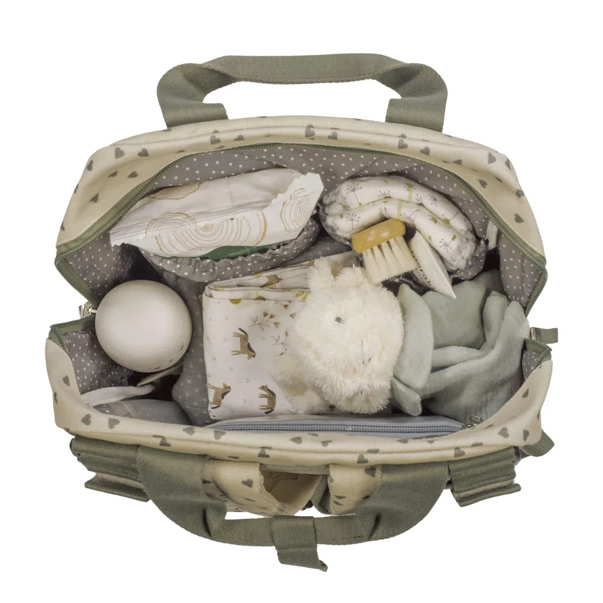Walking Mum - Mochila Corazones Poppy Musgo