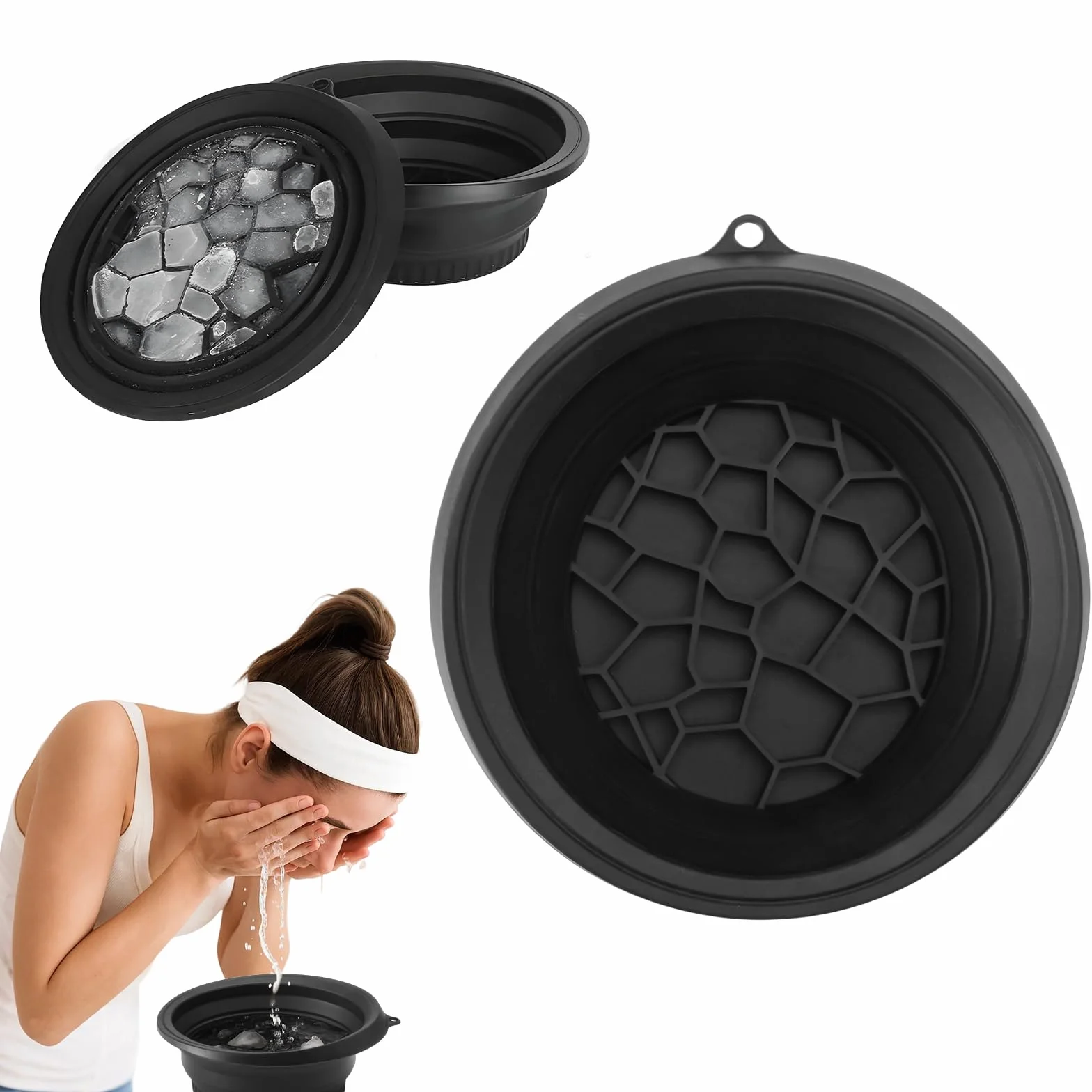 Face Ice Bath Bowl - Foldable Silicone WashBasin - Quick Cooling, Reducing Swelling, Gentle on Skin, Diseño portátil, fácil de limpiar, para personas que se preocupan por su cuidado de la