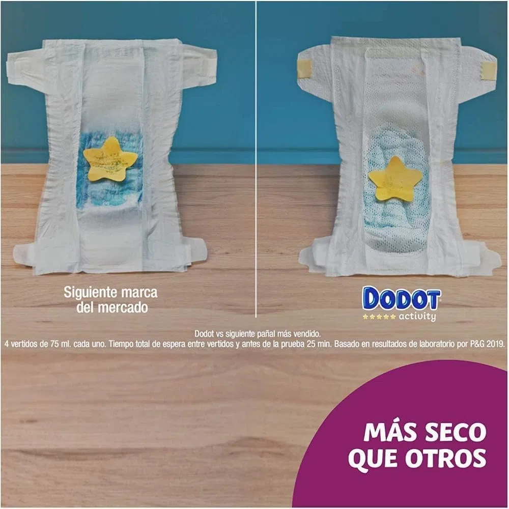 Dodot Bebé Activity Pañales Talla 4+ (10-15 kg), Absorción Máxima, Ajuste Total 3D, 144 Pañales