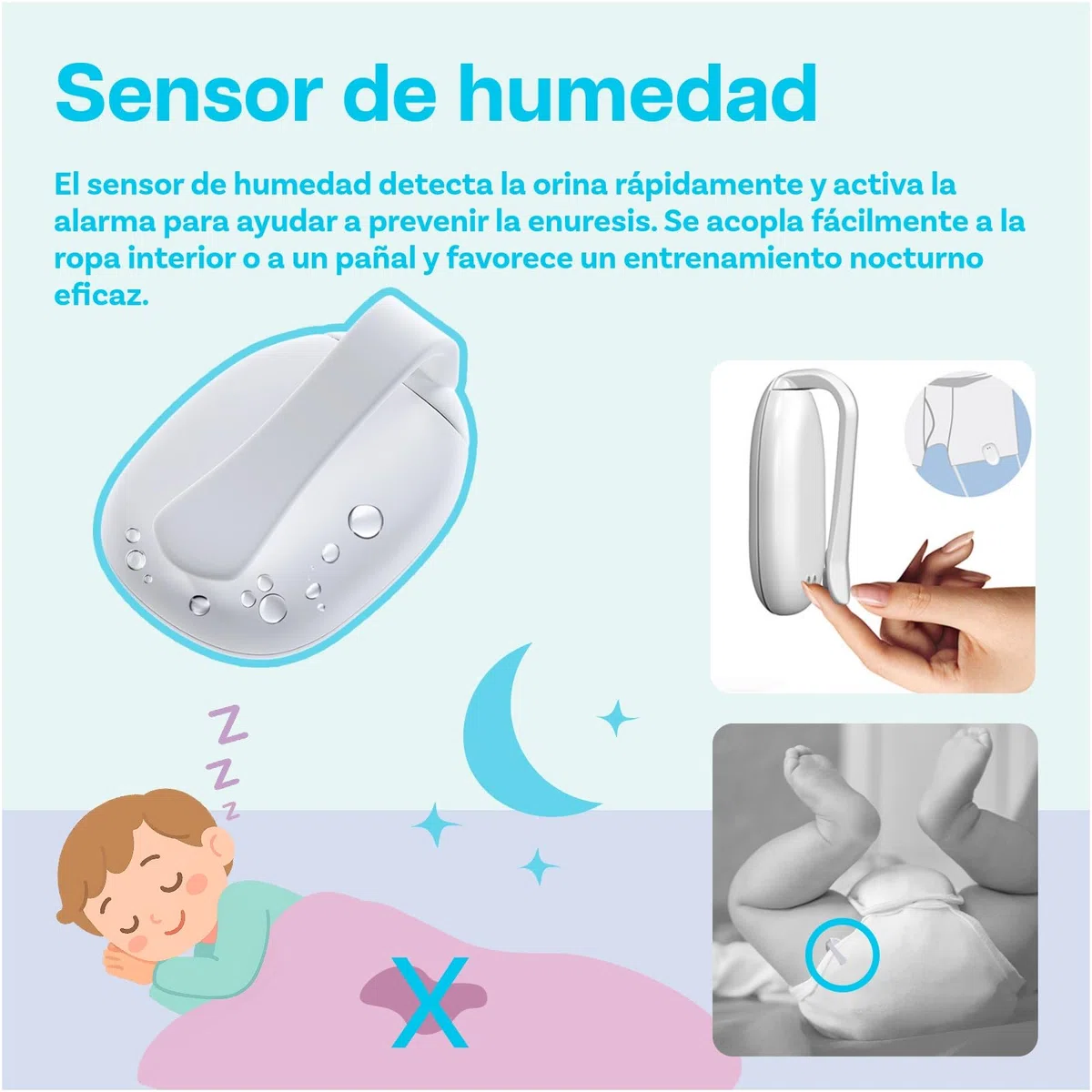 Alarma Enuresis Inalámbrica por MMOBIEL – Alarma Pipi Recargable para Niños y Personas Mayores - Sensor Orina con Sonido y Vibración - Entrenamiento para ir al Baño - Pipi Stop Niños Alarm