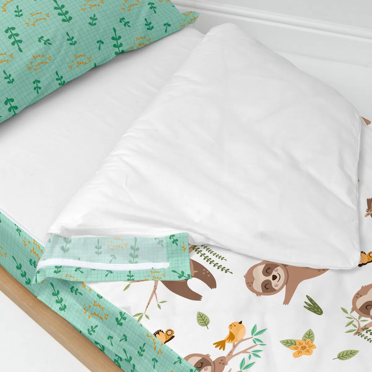Happy Sloth Saco nórdico Multicolor, 90x200 cm (Cama 90) Sin Relleno, 100% Algodón, Calidad de 150 Hilos