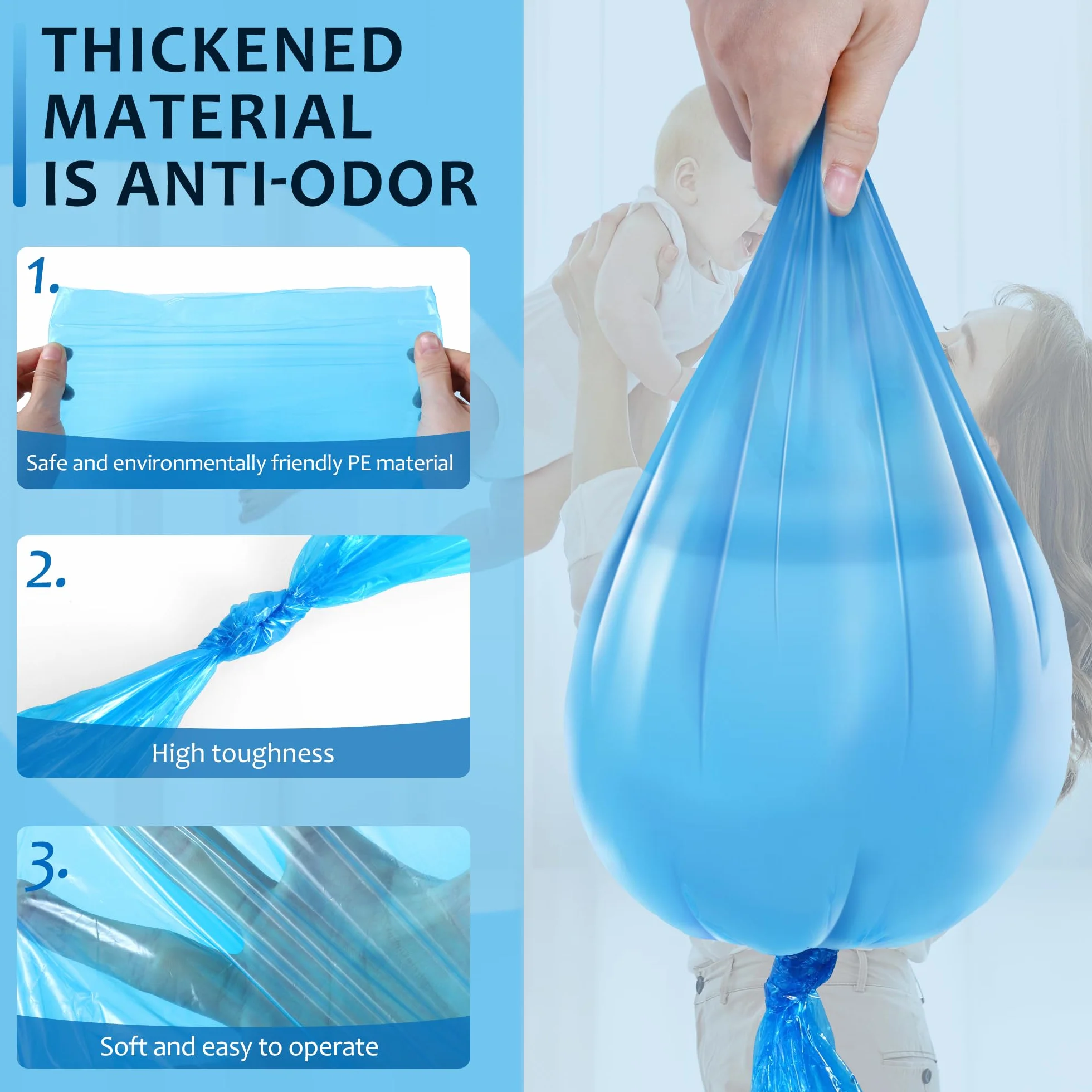 Paquete de 18 Recambios, Película Engrosada Con Buena Hermeticidad Y Resistente A Los Olores, Adecuada Para Tommee Tippee, Litter Locker, LittyCat, Chicco Y Sprout.