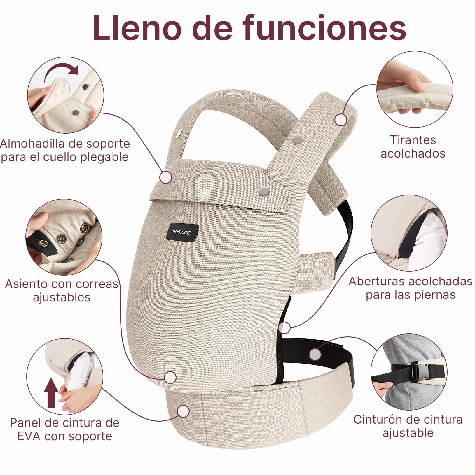 Momcozy Mochila Portabebés Ergonómica Ligera para Bebés 3-24 Meses Soporte Lumbar