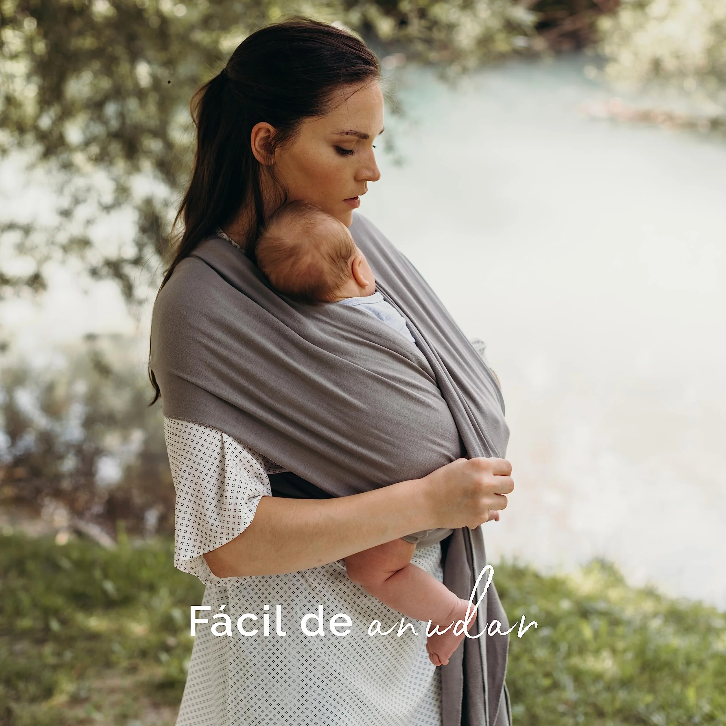Boba Wrap Fular Elástico Portabebé Pañuelo Porteo Ergonómico Bandolera Ajustable Gray