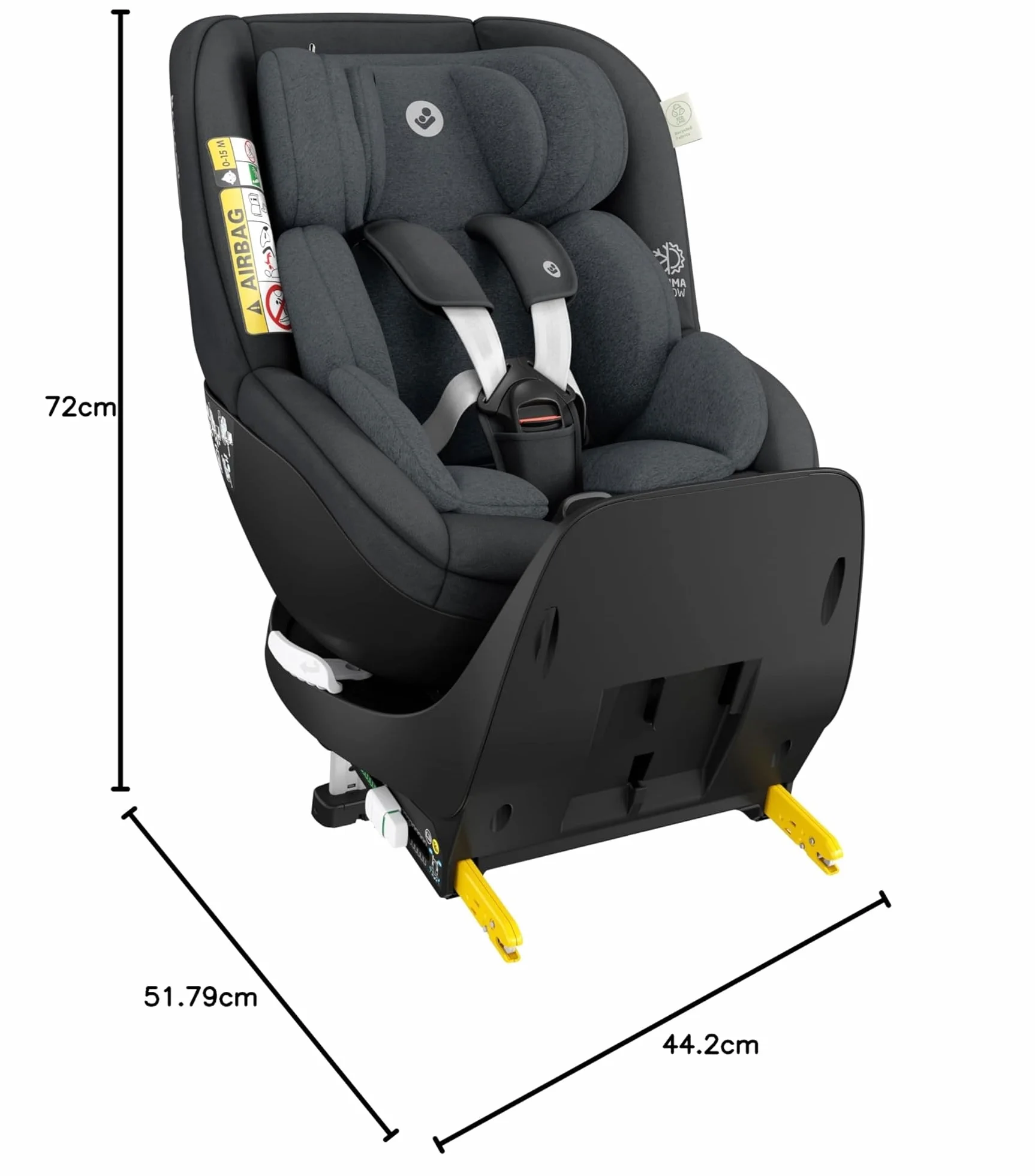 Maxi-Cosi Mica Pro Eco i-Size, Silla de coche isofix giratoria 360º, de 0-4 años, 40-105 cm, ClimaFlow, Protección frente a impactos laterales G-CELL, tejidos 100% reciclados, Authentic Graphite