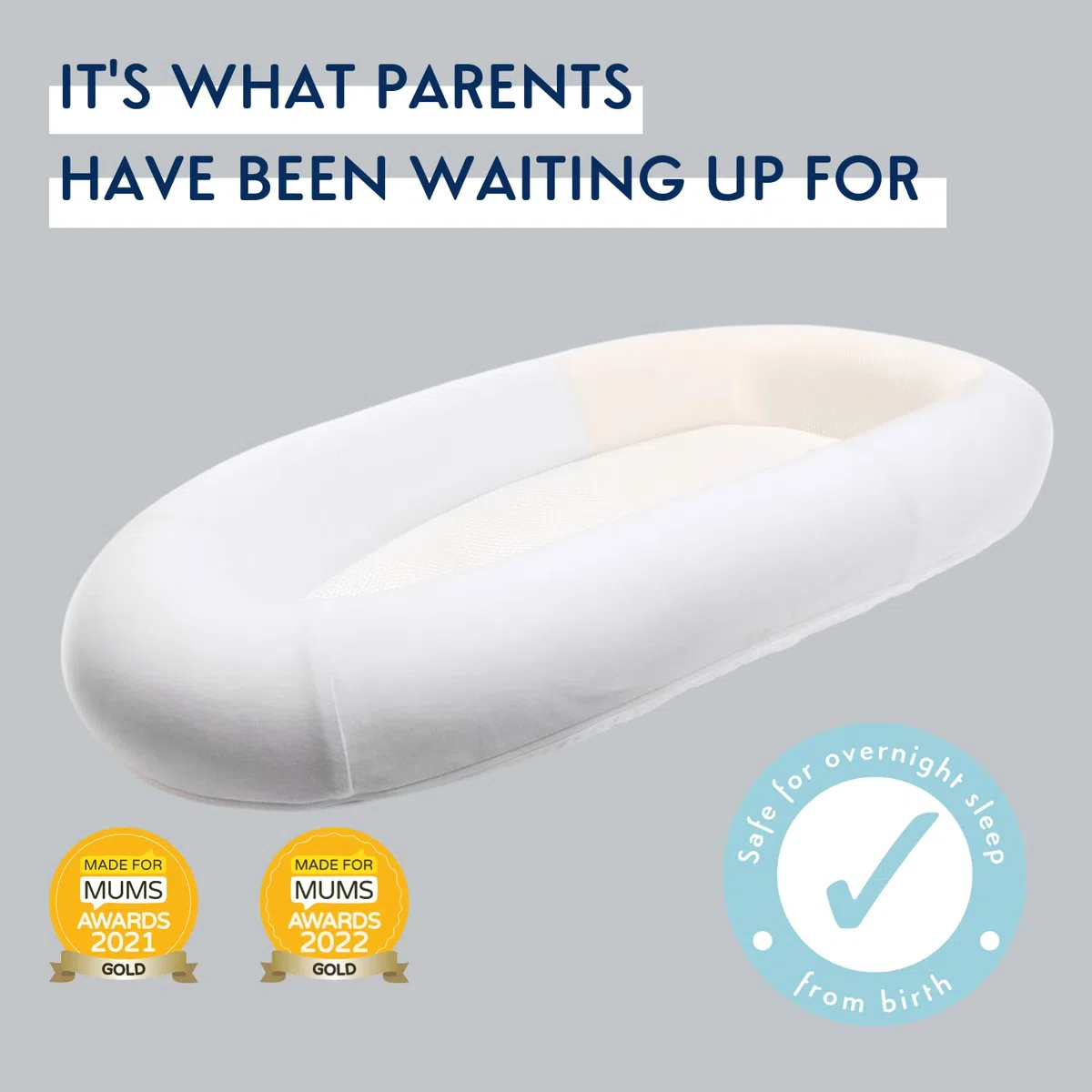 PurFlo Cama de bebé segura para dormir, alternativa al nido de bebé transpirable, artículos esenciales 0-8 m, color blanco