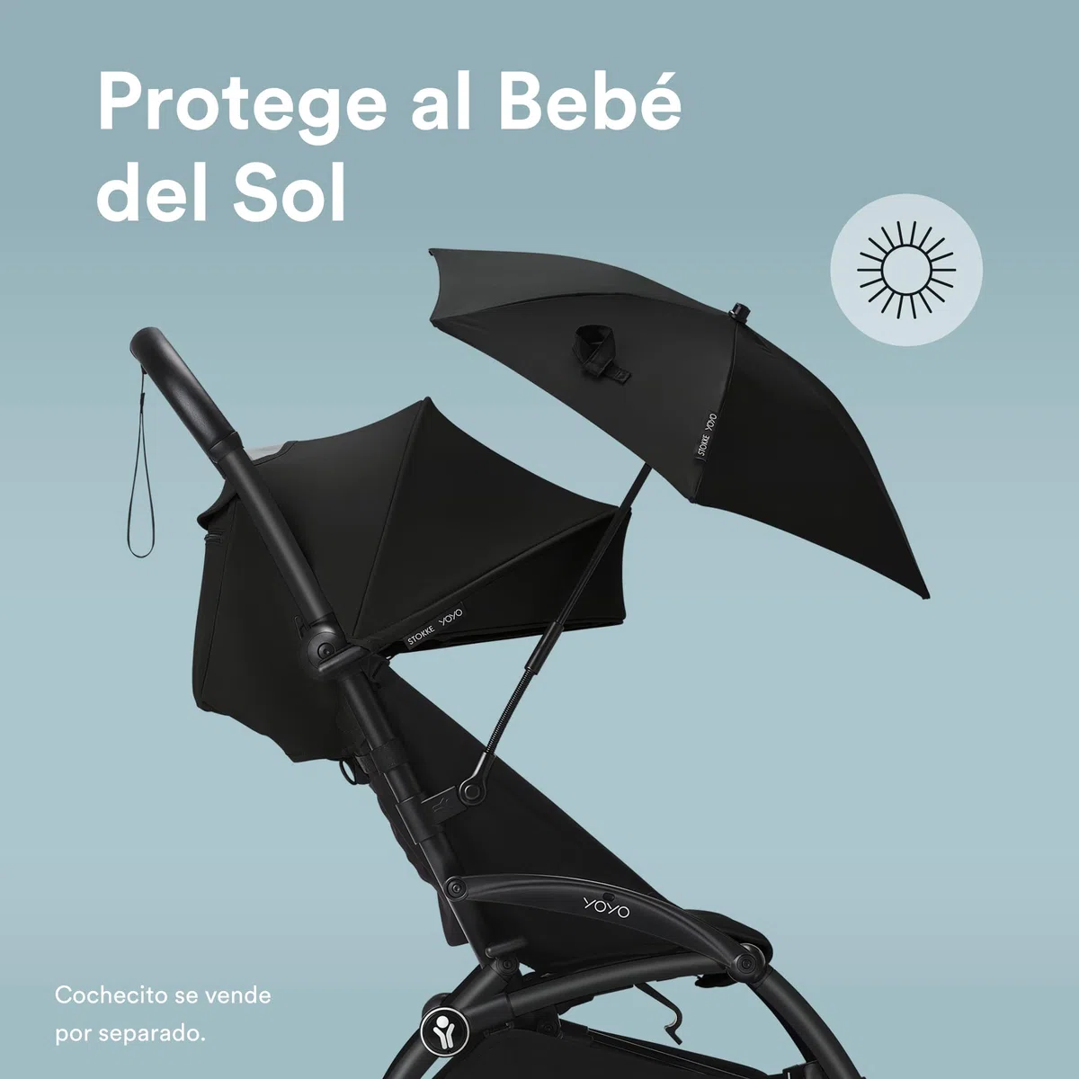 Sombrilla para Stokke YOYO, Black - Protección UPF 50+, opacidad mejorada - Úsala con el cochecito YOYO, con el pack para recién nacidos 0+, el capazo o el pack color 6+
