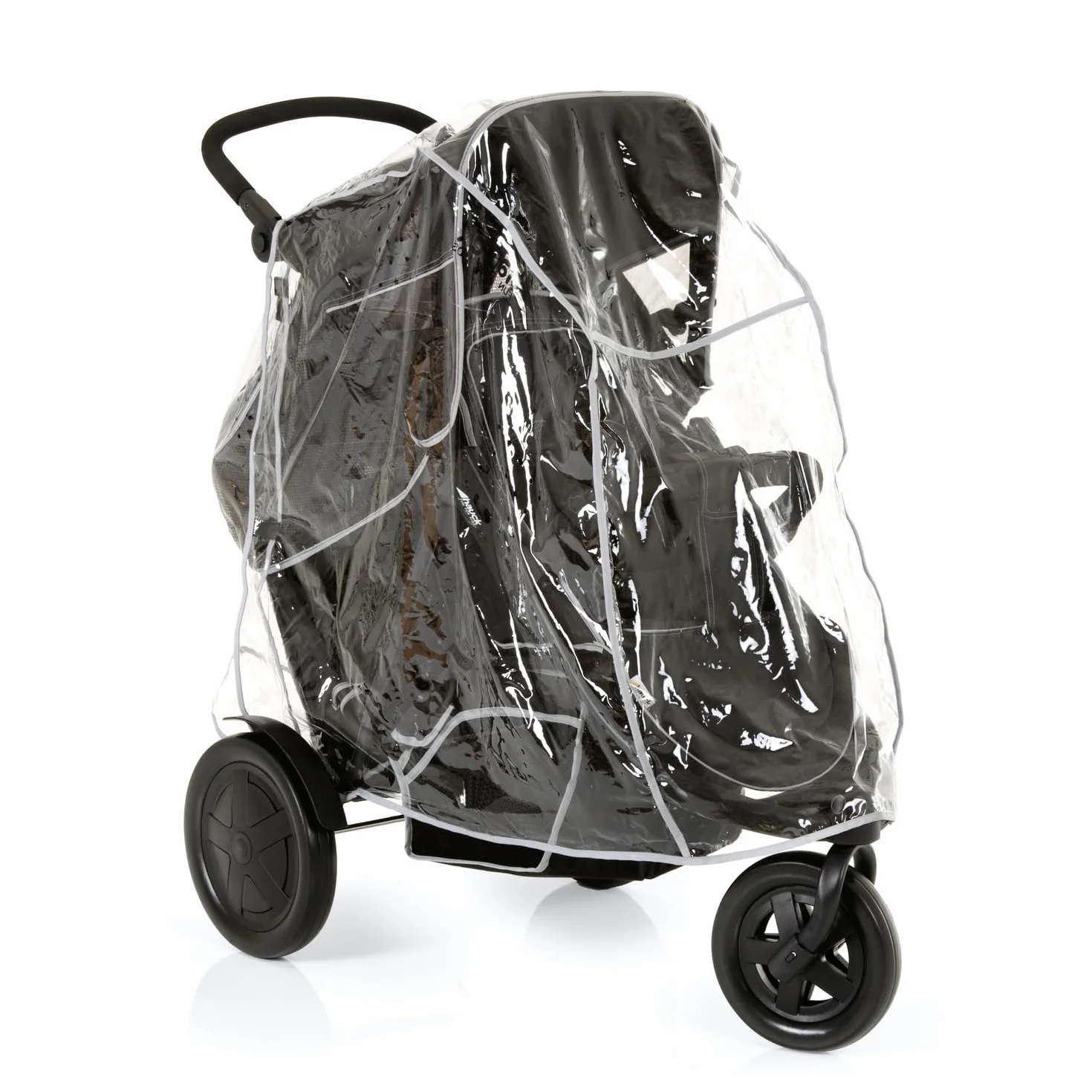 hauck Freerider Carro Gemelar Reclinable, Silla de Paseo Gemelar Plegable, Carrito Gemelos Ligero, Asientos Desmontables, Arnés 5 Puntos, Ruedas Grandes, hasta 30 kg, Negro
