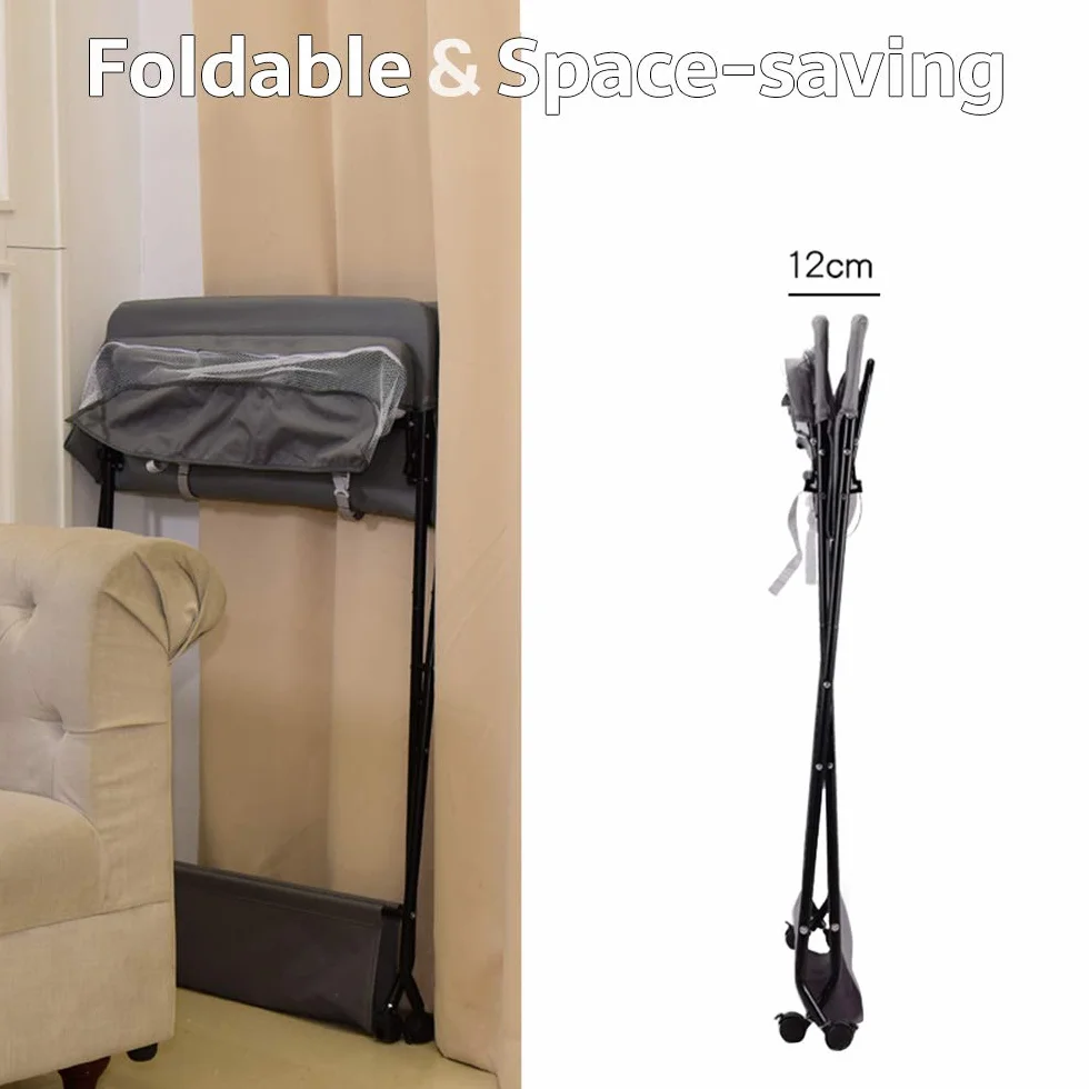 Mueble Cambiador Bebe Plegable y Portátil, Cambiador con 4 Ruedas, Patrón de Jirafa, Ajuste de Altura, 80 * 66 * 92-98cm (A-gris)