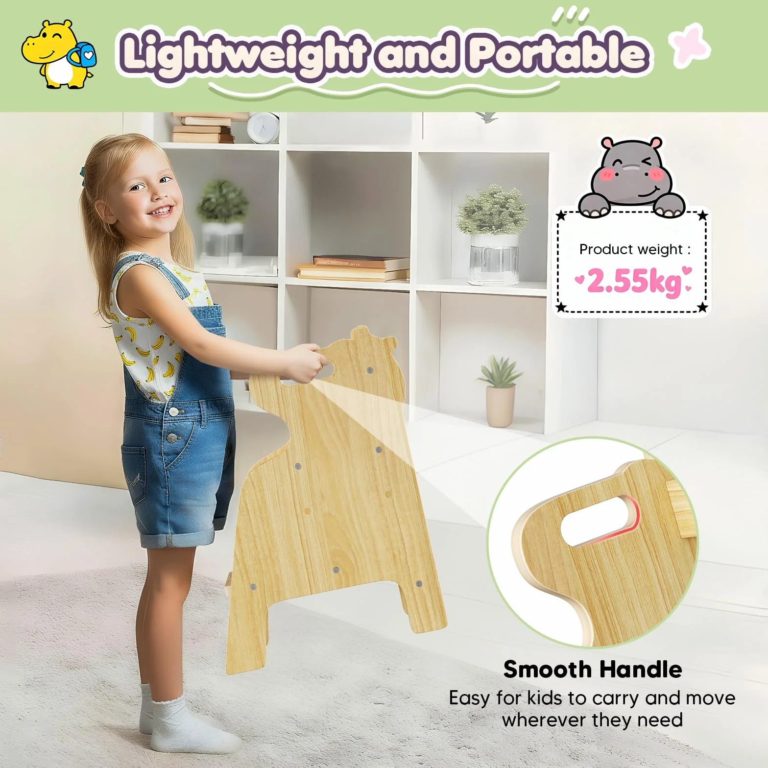 Taburete de Madera para Niños con 2 Escalones - Banqueta para Dormitorio, Baño, Cocina