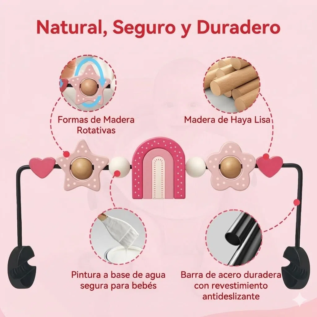 Baby Bouncer Toy Bar, Bouncer Toy Bar, fácil de fijar y quitar, materiales aptos para niños, ideal para bebés, juguetes para bebés en blanco y negro (arco iris)