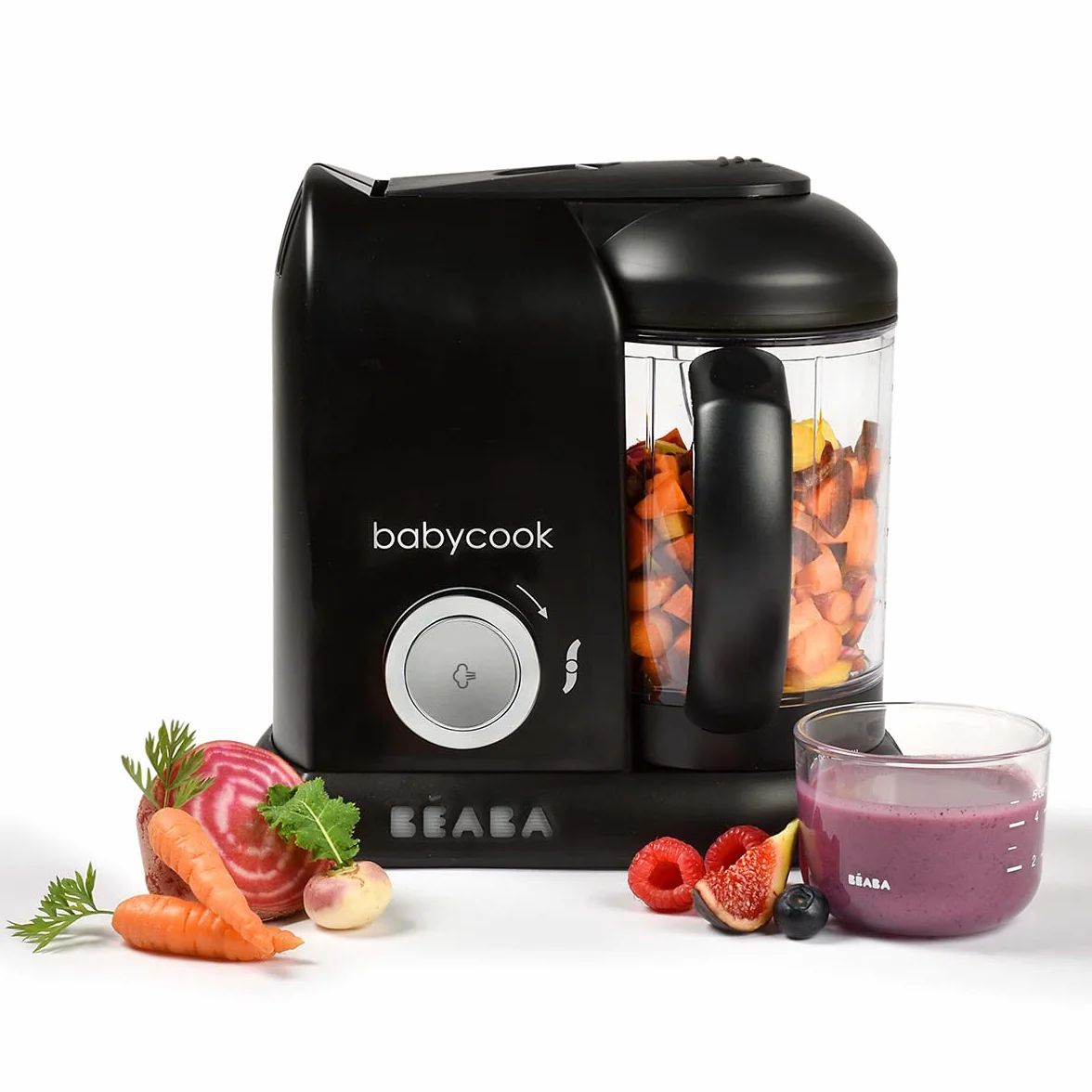 Beaba Babycook Solo Baby Food Maker 4 in 1: Baby Food Processor, Blender and Cooker - Soft Steamer Cooking - Quick - Food Diversification for your Baby - Made in France - Black
